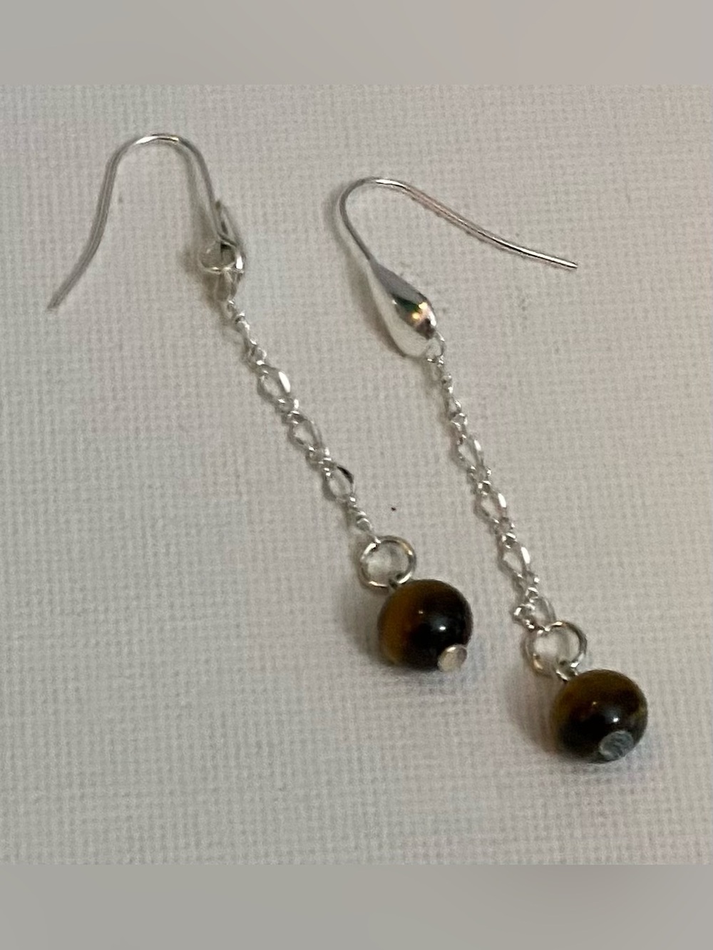 Genuine Tiger's Eye 6mm crystal earrings